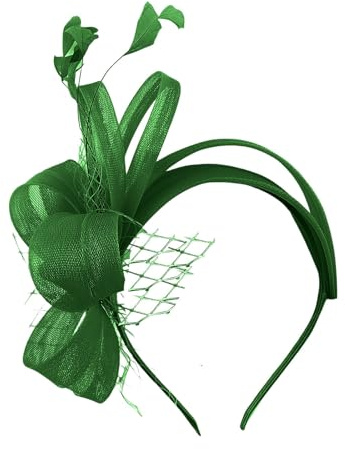 Fascinator Damen Hut Vintage Brautschleier Hochzeit Haarschmuck Feder Kopfschmuck Schleier Bankett Mesh Hut Karneval Haarspangen Elegant Haarclip Fasching Haarklammer Haarreif Zubehör(d-Green)
