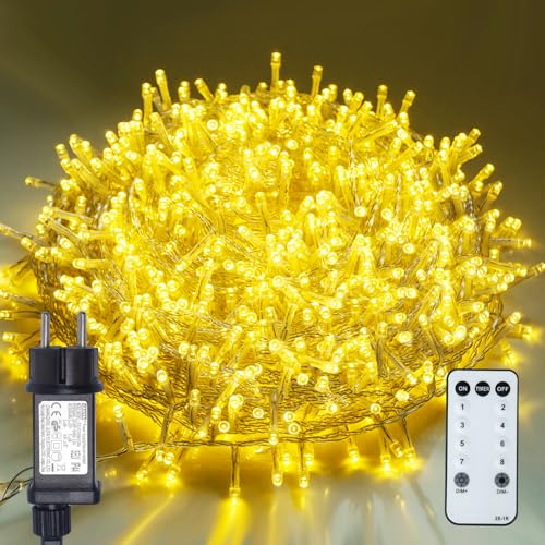 BIUDN 1500LED Lichterkette Außen Innen Warmweiß,75M Weihnachtsbaum Lichterkette mit 8 Modi Timer Dimmer IP44,Lichterkette Outdoor Strom Lang Geeignet für die Dekoration von Garten,Haus,Gartenanlage.