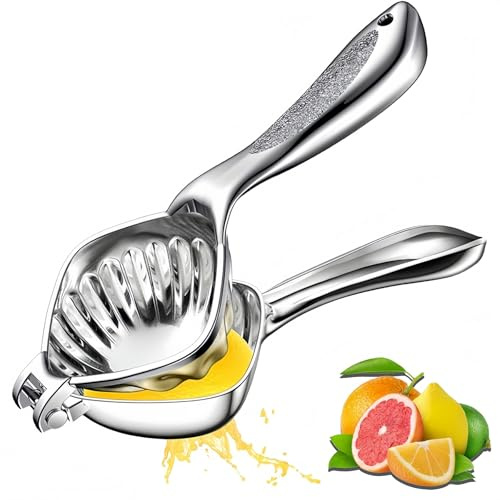 Exprimidor de limón de alta calidad, grande, de metal resistente, exprimidor de lima, fácil de apretar, exprimidor de cítricos, exprimidor portátil de limón para cócteles, bebidas, cocinar (plateado)