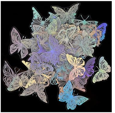 FrostyFlair Pegatinas Impermeables, 45 Piezas Pegatinas de Mariposa para Scrapbook, Pegatinas Transparentes para Scrapbook, Mariposa, Mariposas, Pegatinas Holográficas