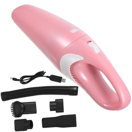 WEKADRIN Aspiradora Portátil para Coche Mini Inalámbrica USB Recargable para Uso Seco y Mojado Diseño Compacto y Ligero para Limpiar Ceniza y Cabello Color Rosa