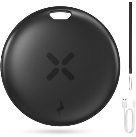 Smart Tag 1-Pack – USB-C-uppladdningsbar tracker-tag, kompatibel med Apple Hitta (endast iOS), vattentät föremotssökare, Bluetooth-nyckelfindare för plånbok och bagage, svart