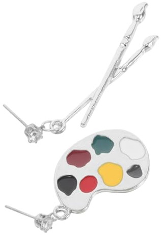 KOMBIUDA Retro Asymmetric Paintbrush Drop Earrings for Women Artistic Statement Ear Decor Unique Creative Dangle Jewelry for Parties and Festivals Vintage Style