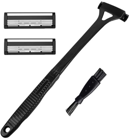 Rücken-Trimmer für Herren, Nass- oder Trockenrasierer für den Rücken, mit Schutzgitter für empfindliche Haut, klappbarer ergonomischer Griff, Körperrasierer für Herren