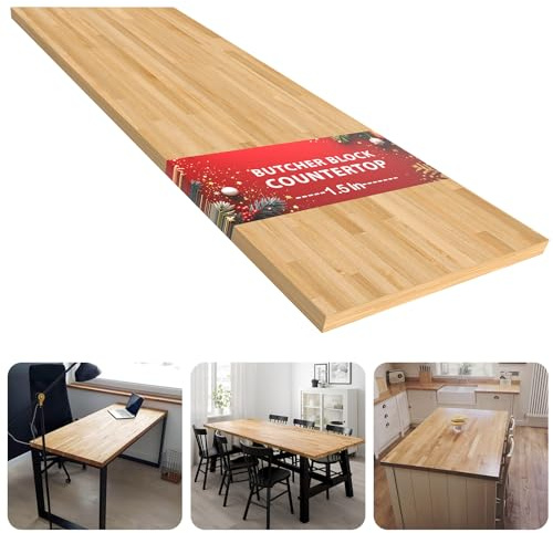 Unfinished Birch Butcher Block Countertop - Solid Wood Cutting Board for Kitchen Island, DIY Desk & Washer Dryer Top, Customizable Surface, 72 x 25 x 1.5 Thick