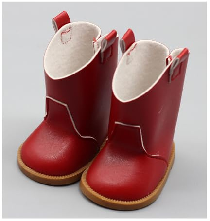 Codulu Puppenschuhe für 45,7 cm große amerikanische Puppe, Freizeitstiefel, Schuhe, Outfits, Kostümzubehör für 43–46 cm große Mädchenpuppe, Rot