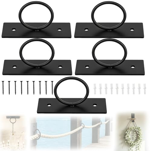 BORDRISE Supporti per Corde, Set 5 Pezzi Kit Fissaggio Corde Staffa Supporto Anello Sostegno Montante Fissaggi Corrimano Fissaggio a Parete Gancio Ferramenta per Recinzioni Scale Terrazze e Ringhiere