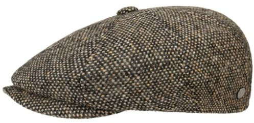 LIERYS Tweed Winter Schirmmütze Damen/Herren - Flatcap Made in Italy - Mütze mit Schurwolle - melierte Wintermütze mit Innenfutter - Flat Cap Herbst/Winter - Schiebermütze braun XL (60-61 cm)