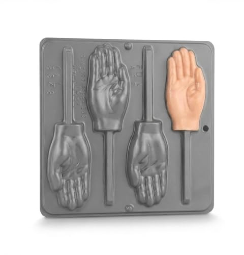 Hand Lollipop Chocolate Candy Mold 3343, 4 Cavities, Each Piece Approximately 2.3 x 4, Suitable for Chocolate, Soap Making, Butter Molding, and Ice Cubes