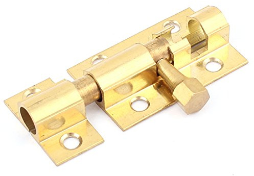 sourcing map, lang Messing Türriegel Schiebetür Schloss Barrel Bolt Gold Ton de