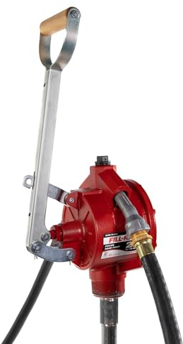 Fill-Rite FR152 Piston Hand Pump with Hose & Nozzle Spout, Red