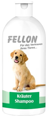 Fellon Kräutershampoo für Hunde – pH-neutrales Hundeshampoo mit natürlichen Kräuterextrakten – Fellpflege für glänzendes Fell, silikonfrei, hautfreundlich, für Welpen & alle Felltypen – 500ml