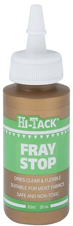 Hi-Tack Fray Stop Glue 60ml – Clear, Flexible Fabric Adhesive for Fray Prevention, Hems & Seams Reinforcement – Iron for Permanent Fix – Suitable for Most Fabrics