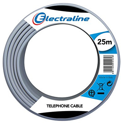 Electraline 14001 Cable de teléfono/interfono, 1 par y conexión a tierra, longitud 25 m, gris