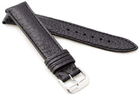 RIOS1931 Unisex Uhrenarmband Büffelleder Modell Colorado 20 mm Schwarz