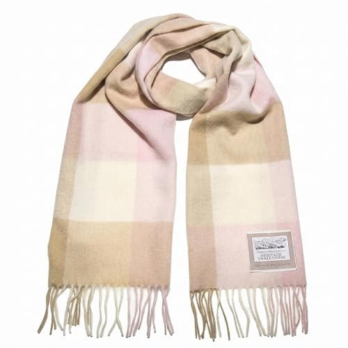 Heritage Traditions, Sciarpa in 100% pura lana, motivo tartan scozzese, Rosa Cammello, Taglia unica