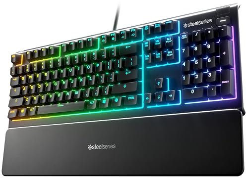 Steelseries Teclado RGB para Juegos Apex 3-10 Zonas de retroiluminación RGB - Protección contra el Agua IP32 - reposamuñecas magnéticas - UK QWERTY