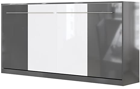 SMARTBett Schrankbett Standard 90x200 120x200 140x200 160x200 Bettschrank Wandbett Anthrazit Hochglanz/Anthrazit & Weiss Hochglanz 90 Horizontal