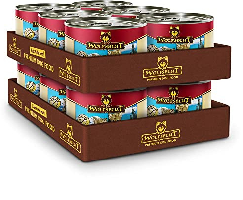 WOLFSBLUT – Blue Mountain Puppy | Nassfutter mit natürlichen Zutaten und wertvollen Superfoods für heranwachsende Hunde. Getreidefreies Alleinfutter ohne Zusatzstoffe in der Dose | 12x200g Wild