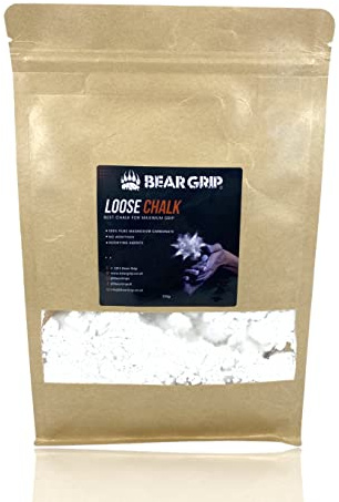 BEAR GRIP - Lockere Kreide – Sportkreide für schweißfreie Hände und maximalen Halt, Gewichtheben, Crossfit, Klettern, Gymnastik, Pole Dancing, Bodybuilding und mehr (lockere Kreide, 200 g)