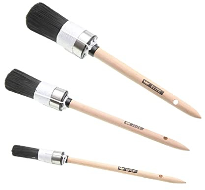 Runde Profi Lackpinsel Elite 3er Vorteils-Set, inklusive Pinsel Ø 2 cm, Ø 3 cm, Ø 4 cm, 100% zertifiziertes Holz