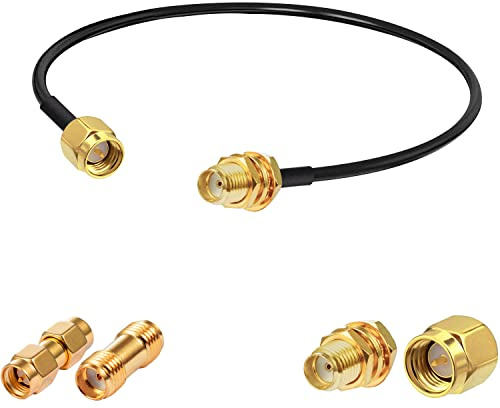 Vecys Cavo Coassiale RF SMA Maschio a Femmina Bulkhead RG174 da 12/30CM + 2 Kit di Adattatori SMA per Adattatore Wireless Potenziatore del Segnale dell'antenna del Router
