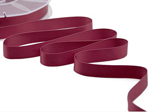 Furlanis - Dubbelsidigt satinband, italienskt tyg - Bordeaux, 16 mm x 25 m