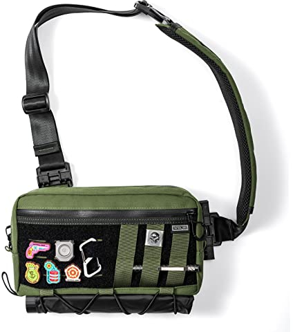 TACTICAL_GEEK Cache L3 EDC Leichter Sling Bag Chest Crossbody Bag, CORDURA Nylon Umhängetasche, Bauchtasche Schultertasche Brusttasche mit Verstellbarer Schultergurt für Reise Schule Wandern, Grün
