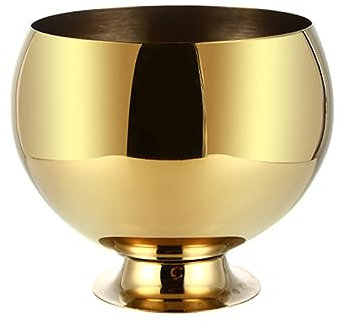 ZYFAB Eiskübel für Partys, verdickt Edelstahl Champagnerschale Getränkekübel nordisch glatt Getränkewanne mit Sockel hohe Kapazität Eisbehälter,Gold,L