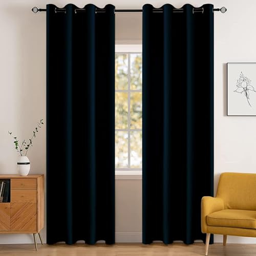 YSTELLAA Gardinen Vorhänge 2er Set, 140×225 cm, Verdunklungsvorhänge Mit Ösen, Thermovorhang Blickdicht Wohnzimmer, Schallschutz Vorhang Schlafzimmer, Outdoor Vorhang Wetterfest, Blau | Thermovorhang, kälteisolierend, mit Ösen, Geräuschunterdrückung, ideal für Wohnzimmer, Schlafzimmer, Außenbereich, Terrasse