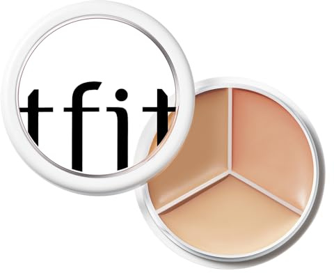 TFIT Cover Up Pro Concealer Palette - 3-in-1 Full Coverage Color Correcting Cream (Hydrating, 02 Warm, 0.52 Oz) for Dark Circles, Spots, Puffiness - High Coverage Eye Corrector for All Skin Tones