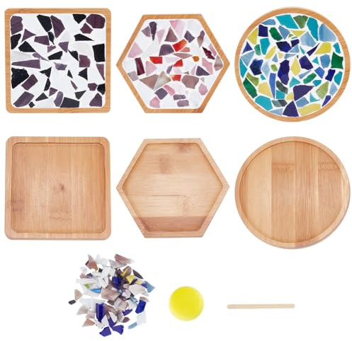 WEBEEDY 3 Ensemble de Dessous de Verre en Mosaïque à Faire Soi-Même Dessous de Verre de Couleurs Mélangées Dessousverre en Mosaïque Kit de Fabrication pour Plateau à Boissons