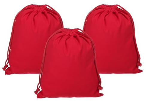 PATIKIL Sacs à Cordon Réutilisables, Lot de 3 Sacs en Coton Polyvalents de 10X12,6 Pouces, Organisateur de Bagages, Pochette de Rangement pour Les Essentiels de Voyage, Rouge