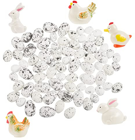 Alipis Zubehör 1 Satz Ostern Selber Machen Hühnerdekorationen Hasenfiguren Miniatur-Osterei Osterhasen-Eier Ostereier Figur Osterdeko Selber Machen Kranz Weiß Lieferungen