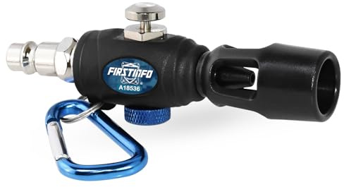 FIRSTINFO Mini Ausblaspistole Druckluft, kompakt, Hochdurchfluss-Düse, Alu | Kompakte Mini-Ausblaspistole mit Hochdurchfluss-Düse und verstellbarem Luftstrom – ideal für Werkstatt, Auto und Elektronik.