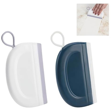 GIONAR 2Pcs Mini Glass Squeegee, Creative Small Silicon Squeegee with Plastic Hooks, Multi-Purpose Shower Squeegee for Bathroom Kitchen Window, Glass, Shower Door, Car