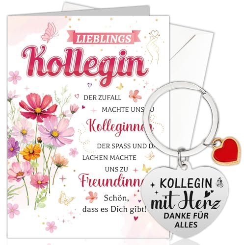 HOWAF Karte Abschied Kollegin, Abschiedskarte Kollegen Abschied Kollegin Karte Geschenk Abschied Kollegin Schlüsselanhänger Karte Ruhestand für Kollegin Abschiedsgeschenk Abschied Kollegin Jobwechsel
