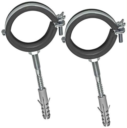 2 Stück Gelenk Rohrschellen mit Dübel und Stockschrauben Set 2 Zoll für Rohr AußenØ 60-64 mm