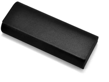 VONCYKI Handgefertigte einfache Brillenbox, tragbar, Kurzsichtigkeit, High-End-Brillenetui, PU-Leder, Metall, Anti-Druck-Sonnenbrillen-Aufbewahrungsbox, Brillenetui, Schwarz , One size