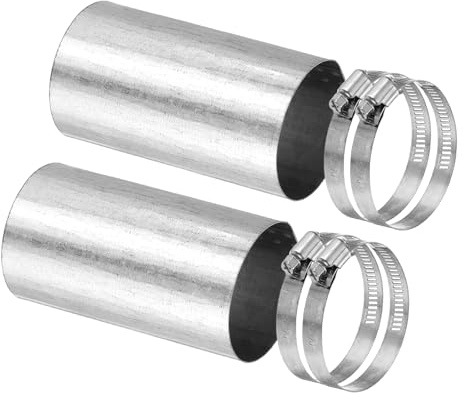 PATIKIL 60mm/2.4 Duct Connector, 2 Set Galvanized Steel Duct Coupling Vent Coupler Dryer Pipe Coupling Hose Extension Connector with Duct Clamps for HVAC Exhaust Fan Vent Systems, 4 Long