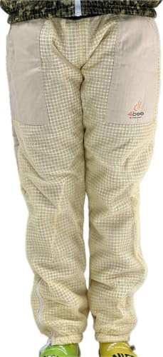 4BEE Imkerhose aus belüftetem Netz – Hose für Imker – Gummizug in der Taille und Kordelzug – Atmungsaktive Hose für heiße Tage bei der Arbeit mit Bienen - XXXL Beige