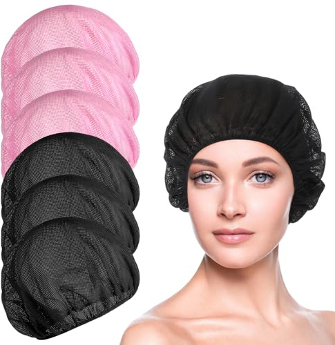 DOPENSPI Confezione da 6 retine per capelli per dormire, cuffia da notte a rete, cuffia da notte cuffie da notte per servire, fare la doccia, fare il bagno, circonferenza della testa