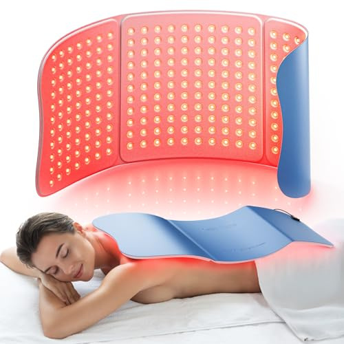Hello Face Tapis LED de luminothérapie rouge 76 x 30 cm, 36W, ceinture infrarouge avec 792 LED, 660nm & 850nm, pour soulager les douleurs du corps (Bleu)