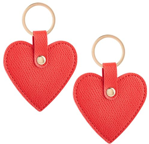 CALFOVERA 2 Llavero con Colgante Y Forma de Corazón para Mujer, de Piel Sintética, Organizador para Regalo de San Valentín, Bolso, Llavero, Accesorios para Coche (Rojo).