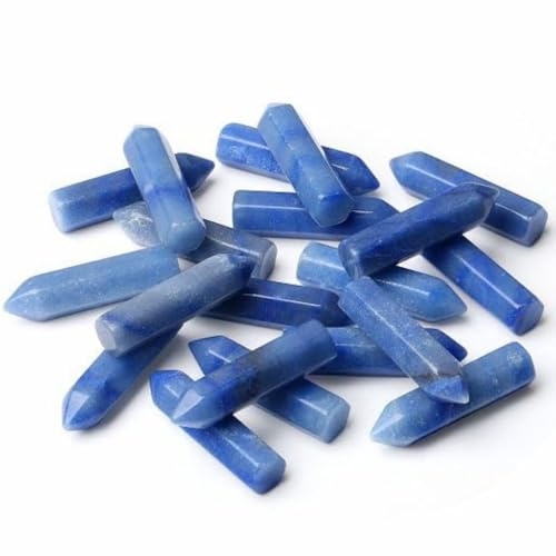 Namzi 20 Pieces of Blue Natural Dongling Stone Single Pointed Hexagonal Columns, Natural Energy Stone Handmade Jewelry Pendant Accessories, Decorative Crafts 32 * 8mm
