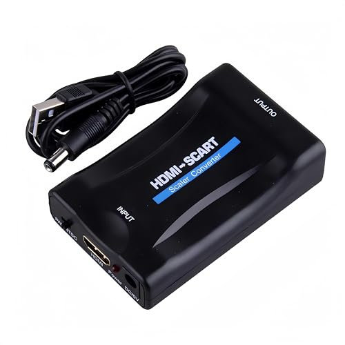 HDMI to SCART Converter, 1080P HDMI Input to Scart Output Adapter for Old TV, DVD, PS3, PS4, Xbox, Sky, Blu-Ray – Digital to Video Audio Converter, Scart Cable Included, Supports PAL/NTSC Formats