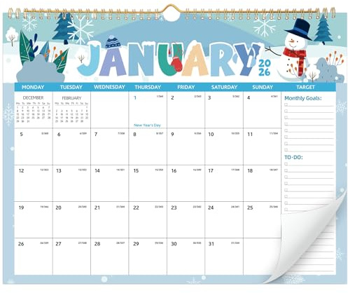 Calendar 2026, Wall Calendar from Jan.2026 to Jun.2027, 18 Months Monthly Planner Family Calendar 2026 Month to View, for Home or Office