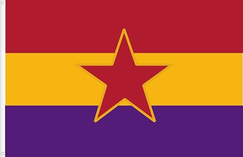 BANDERA REPUBLICANA CON ESTRELLA. BANDERA DEL FRENTE POPULAR. CALIDAD RASO PREMIUM. TAMAÑO GRANDE 150X90 CM
