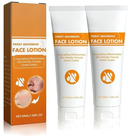 Lotion crème anti-transpirante et absorbante pour le visage Douce pour la peau Produit anti-transpirant pour le visage, le front et les peaux grasses Rafraîchissante et longue durée (2 pcs)