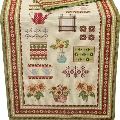 Hossner Tischläufer Gobelin Sonnenblumen 45 x 140 Tischdecke Sommer Herbst Tischwäsche Waschbar